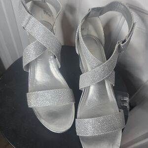 Dream Pairs Silver Glitter Strappy Sandals